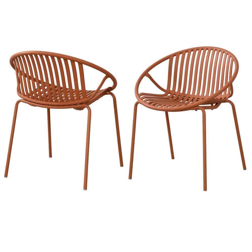 Zeus & Ruta Patio Dining Chairs Orange Stackable Breathable Design ...