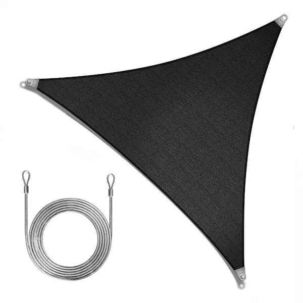 Super Ring 30 ft. x 30 ft. x30ft. Triangle Sun Shade Sail with Cable-Black