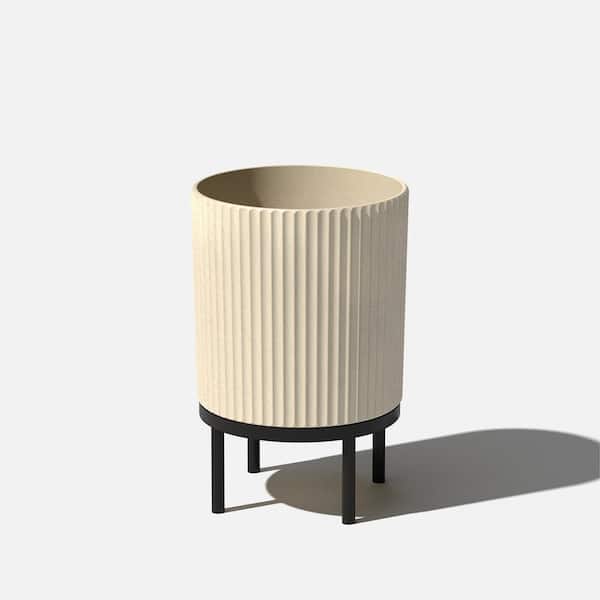 Veradek Demi 16 in. Raised with Stand Round Sand Plastic Planter with Black Stand