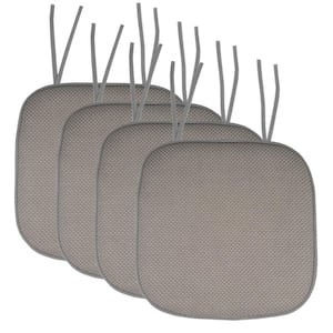 Honeycomb Memory Foam Square 16 in. x 16 in. Non-Slip Back Chair Cushion with Ties (4-Pack), Silver