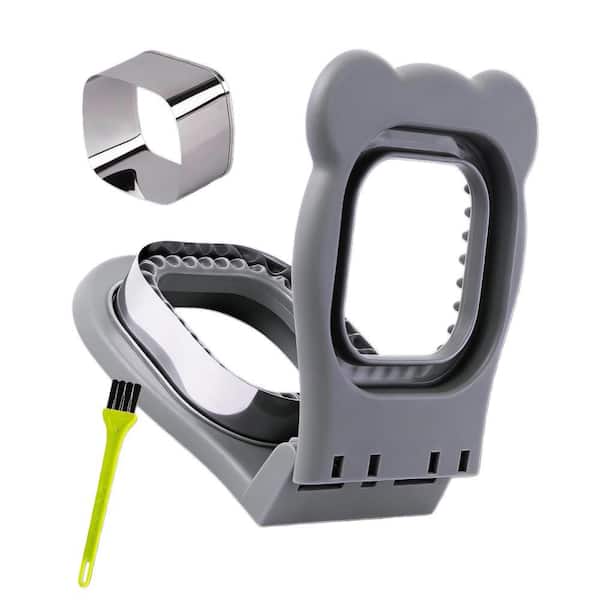 Square Shape Sandwich Maker with Sealer Cutter, Crustless Sandwich Cutter for Kids Breakfast and Lunchboxes,Grey(1-Pack)