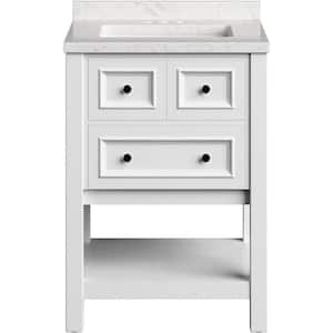 23.62 in. W x 20.5 in. D x 33.46 in. H Single Sink Bath Vanity in White with Marbled Top, White Cabinet