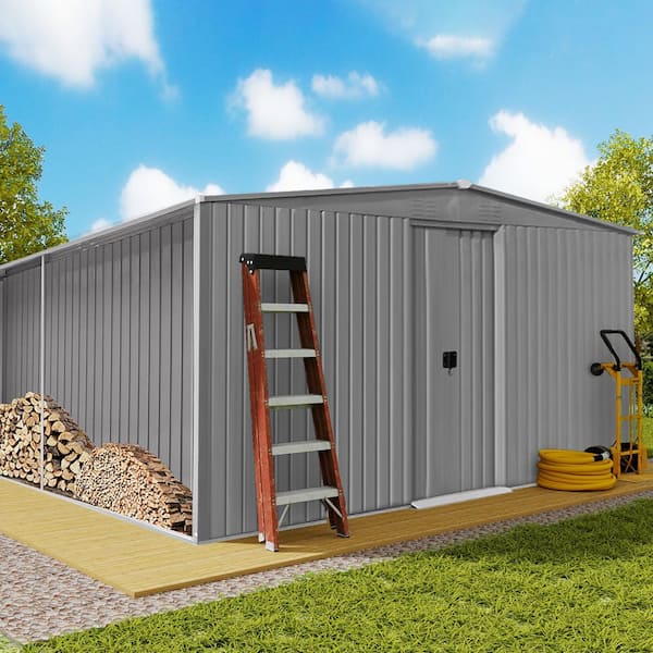 13 ft. W x 11 ft. D Metal Storage Shed Firewood Shed with Window for Garden and Backyard (122 sq. ft. )