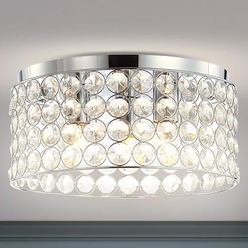 Ellen Crystal Chrome 15" LED Flush Mount Ceiling Light