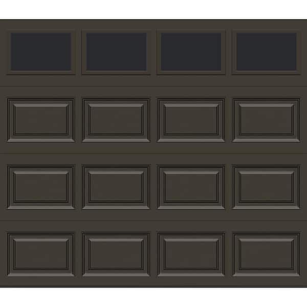 Clopay Classic Steel Short Panel 9 ft. x 7 ft. Insulated 18.4 R-Value Mocha Brown Garage Door with windows