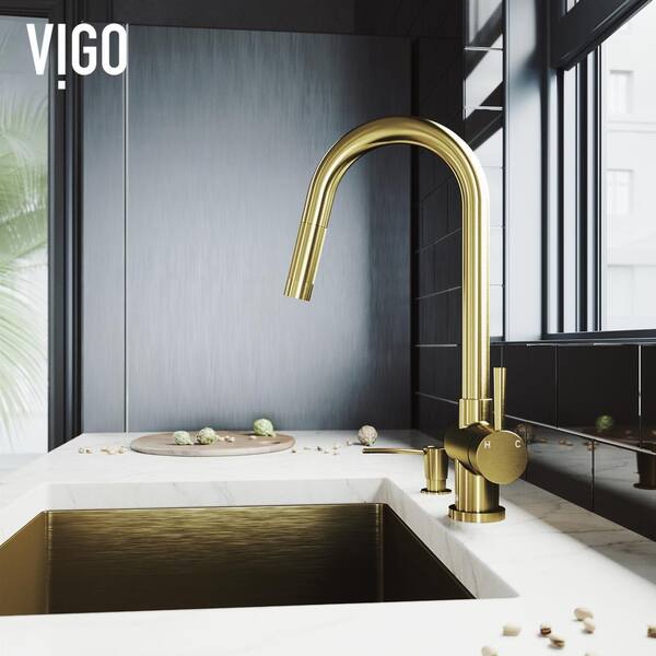 VIGO Gramercy Single Handle Pull-Down Spout Kitchen Faucet Set