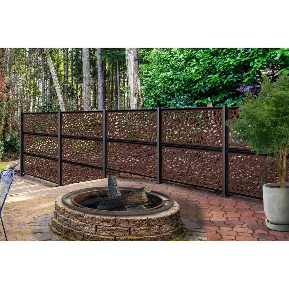 Espresso Brown Floral Recycled Polymer Privacy Panel