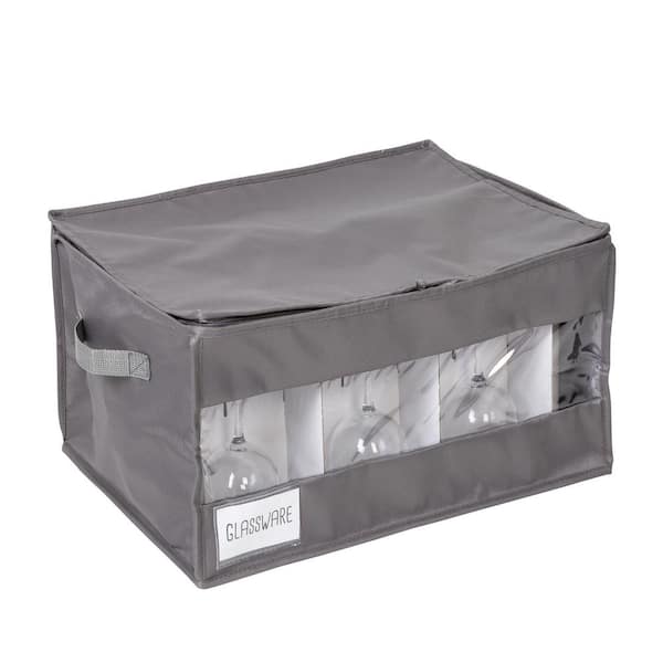 Honey-Can-Do Gray Polyester Stemware Storage Box