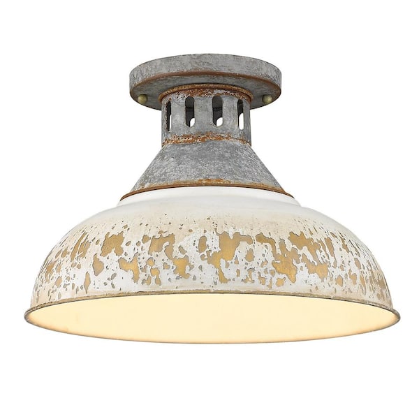 Golden Lighting Kinsley 1-Light Aged Steel Semi-Flush