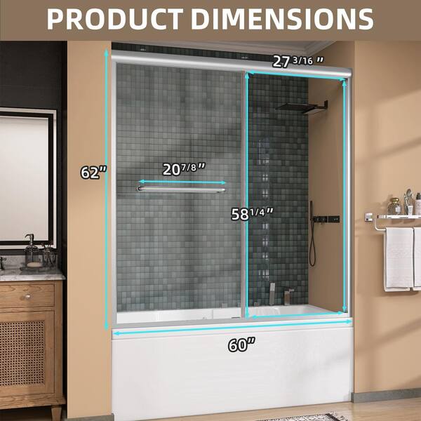 正規店仕入れの in. 60 Zeafive W Shower Tub Bath Sliding Double H in. 62 x ウェア