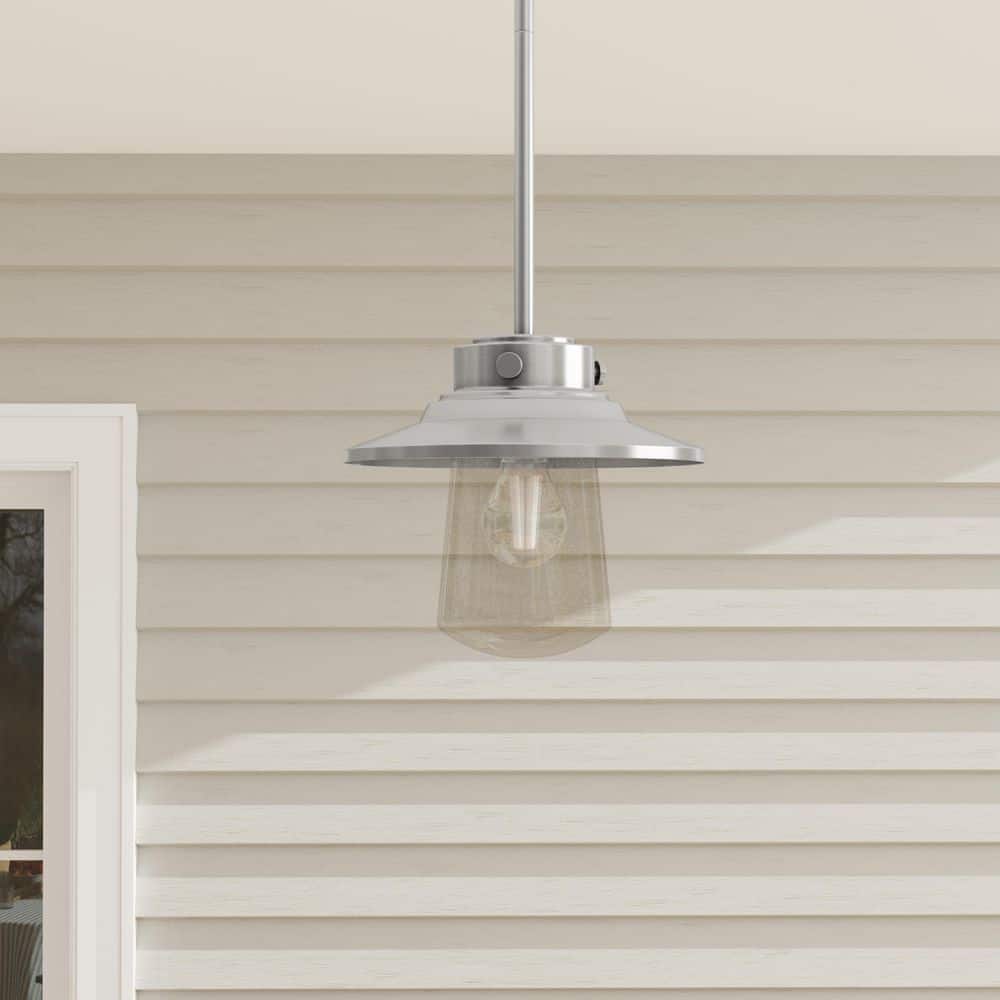 Tremont 9" Stainless Steel Seeded Glass Farmhouse Mini-Pendant