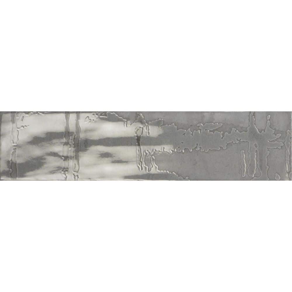 Homage Tribute Gray 3 in. x 12 in. Textured Look Porcelain Subway Wall Tile