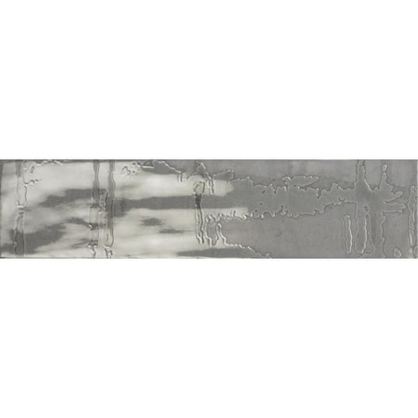 ANDOVA Homage Tribute Gray 3 in. x 12 in. Textured Look Porcelain Subway Wall Tile Sample