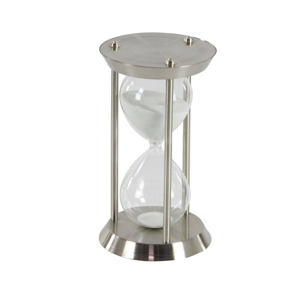 Elegant Silver Metal and Glass 12" Hourglass Sand Timer