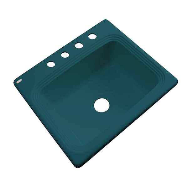 Thermocast Rochester Drop-In Acrylic 25 in. 4-Hole Single Bowl Kitchen Sink in Teal