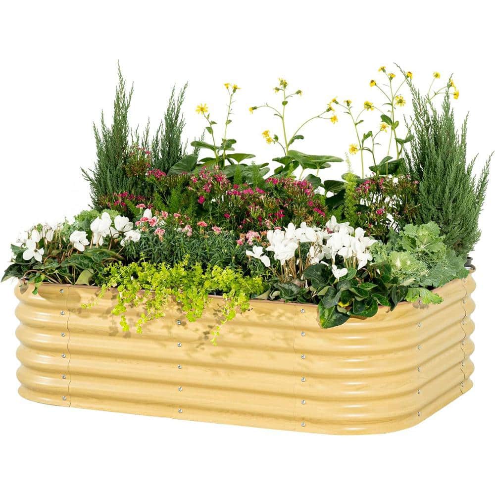 Sunlit Oak 17" Tall Modular Metal Outdoor Raised Garden Bed