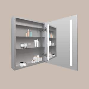 20 in. W x 26 in. H Large Rectangular Silver Aluminum Recessed/Surface Mount Wall Medicine Cabinet with Mirror