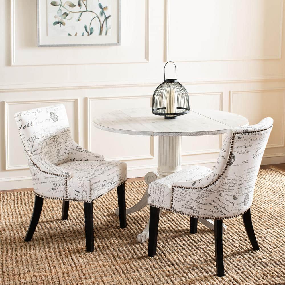 Lotus White and Gray Linen Upholstered Side Chair