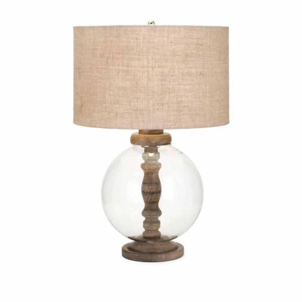 IMAX Brown 27 in. H Mahin Wood Glass Lamp