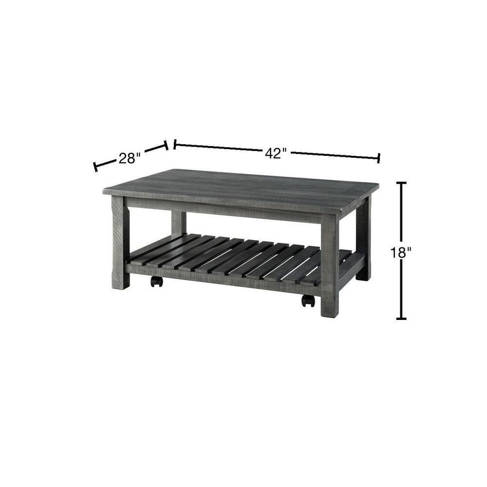 Espresso Hillsboro Rustic Pine Wood Coffee Table with Storage