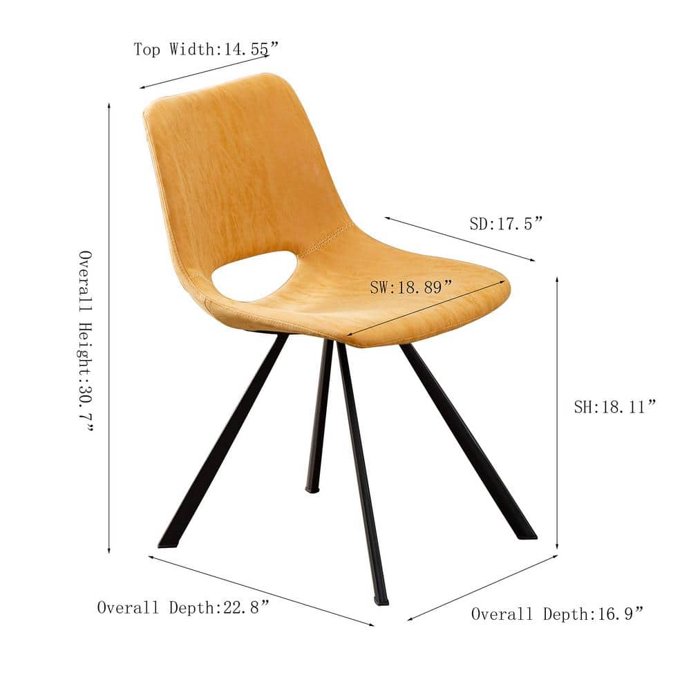 Sleek Tan Leather & Metal Upholstered Low Side Chair