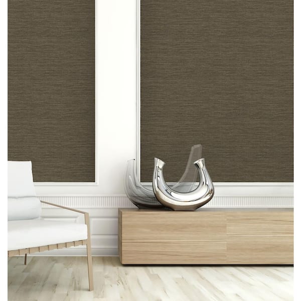Grasscloth Effect Brown Paper Non-Pasted Strippable Wallpaper Roll (Cover 60.75 sq. ft.)
