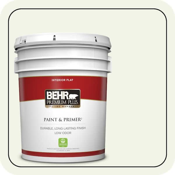 BEHR PREMIUM PLUS 5 gal. #GR-W10 Calcium Flat Low Odor Interior Paint & Primer