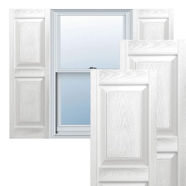 Ekena Millwork 12 in. x 71 in. Lifetime 2 Equal Raised Panel Vinyl Standard Shutters Pair in White