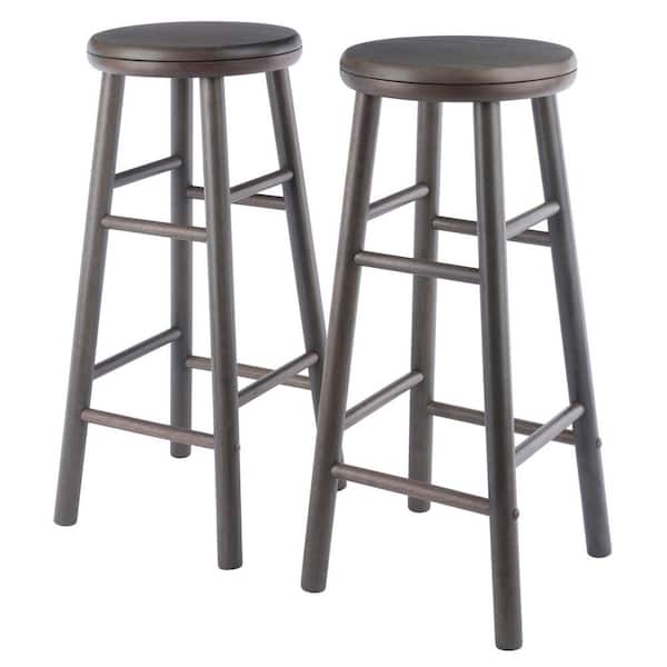 WINSOME WOOD Shelby 29 in. Oyster Gray Backless Swivel Seat Bar Stool (Set of 2)