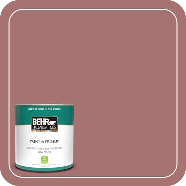 BEHR PREMIUM PLUS 1 qt. #MQ1-17 Autumn Russet Semi-Gloss Enamel Low Odor Interior Paint & Primer