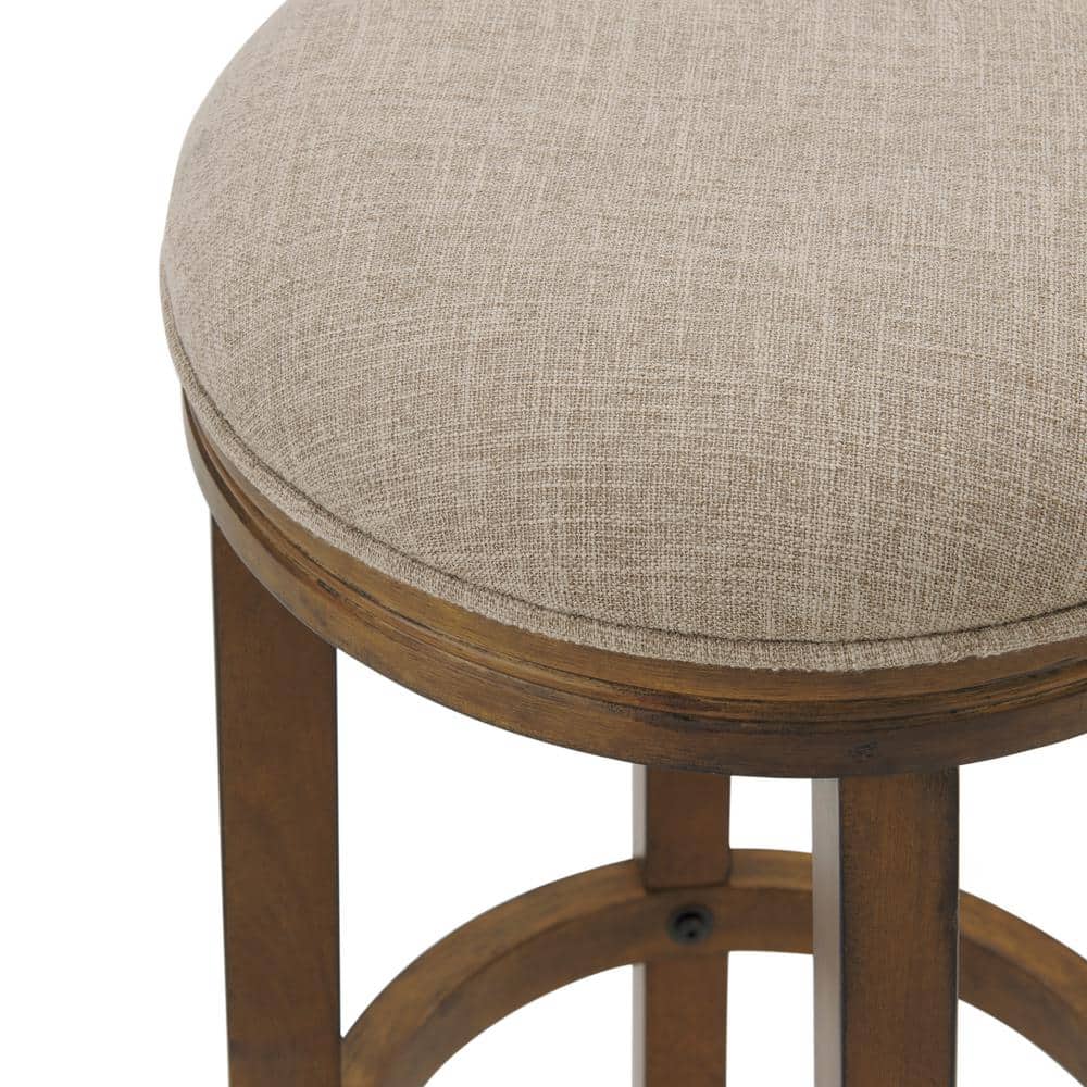 Napa Mahogany Swivel Bar Height Stool with Faux Leather Seat