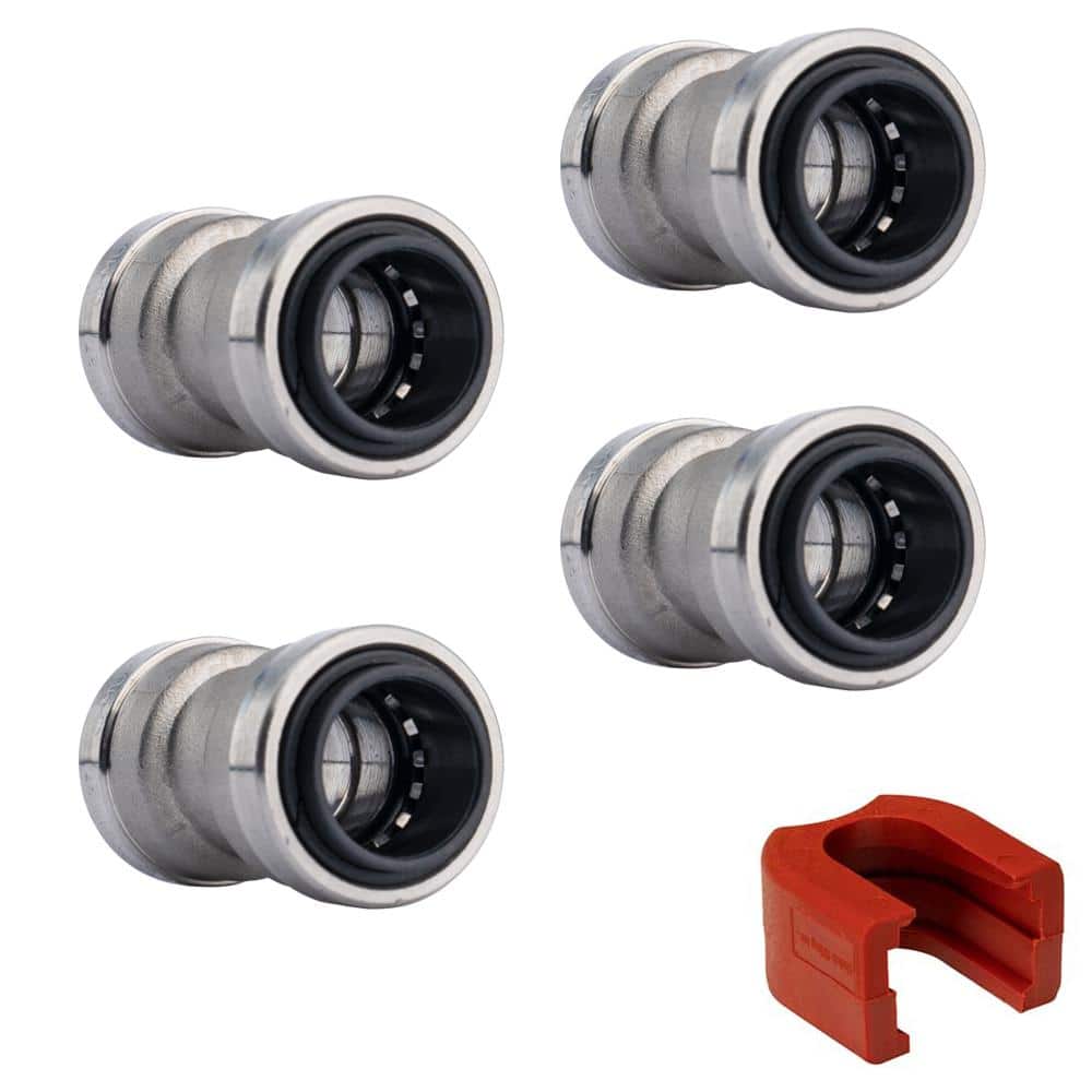 1/2 in. Stainless Steel Push-to-Connect Coupling Fitting with SlipClip Release Tool (4-Pack) price history on PriceWatchPro