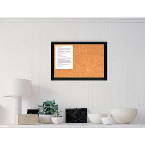 Mezzanotte Satin Black Gallery Wood 18.25 in. H x 26.25 in. W Framed Cork Board