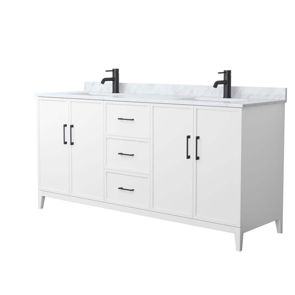 Elan 72 in. W x 22 in. D x 35 in. H Double Bath Vanity in White with White Carrara Marble Top price history on PriceWatchPro