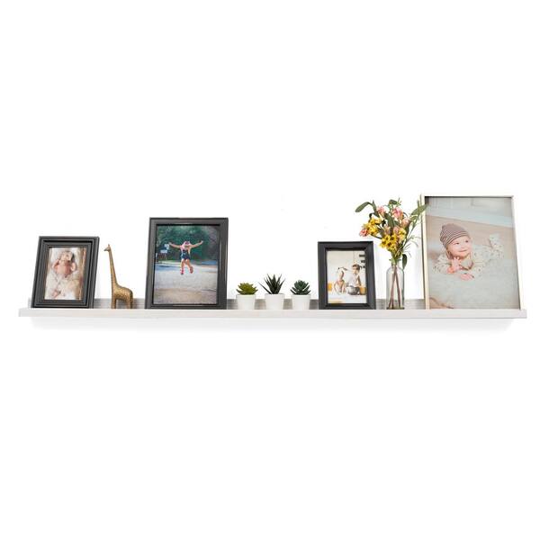 Rustic State Ted Wall Mount Extra Long Narrow Picture Ledge Shelf Display 60 Inch Washed White ZIMAY152