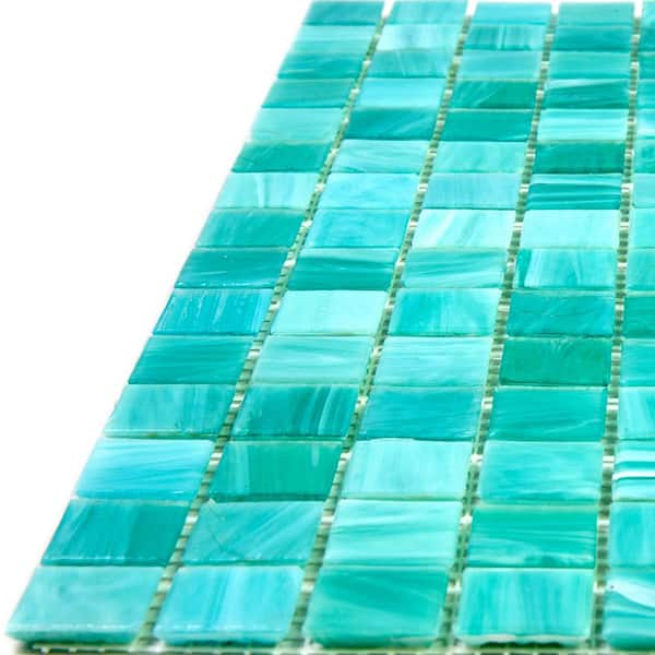 Apollo Tile Celestial Glossy Cyan Blue 12 in. x 12 in. Glass
