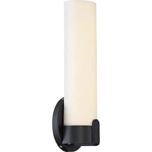 1-Light Aged Bronze Wall Sconce with White Acrylic Shade