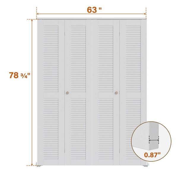 SOCBAZZAR 64 in. x 78.75 in. Full Panel Louvered Solid Core White