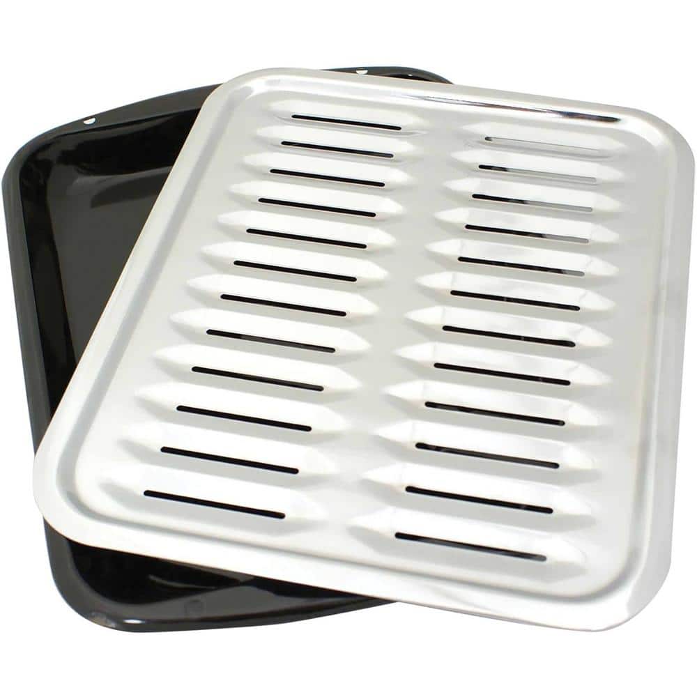 16.5 in. x 12.78 in. Black Porcelain Single Broiler Pan for Oven with Chrom