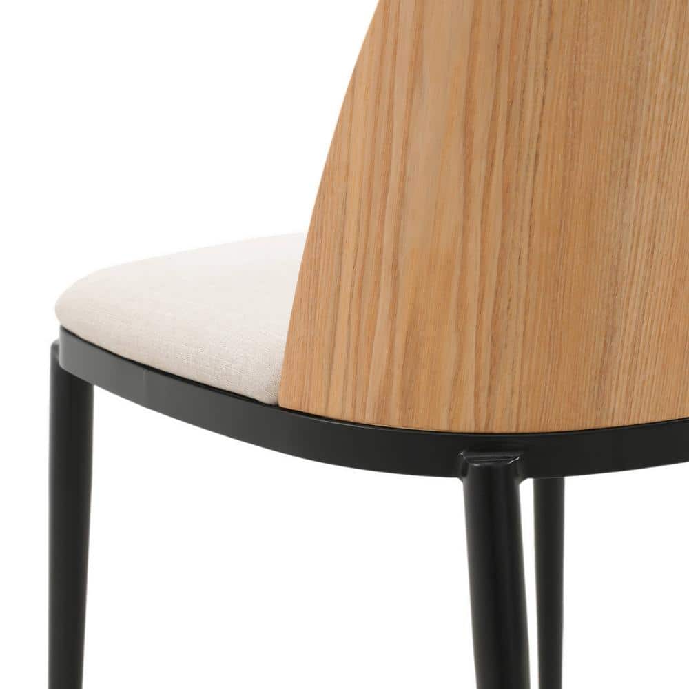 Beige Upholstered Metal Frame Dining Side Chair Set