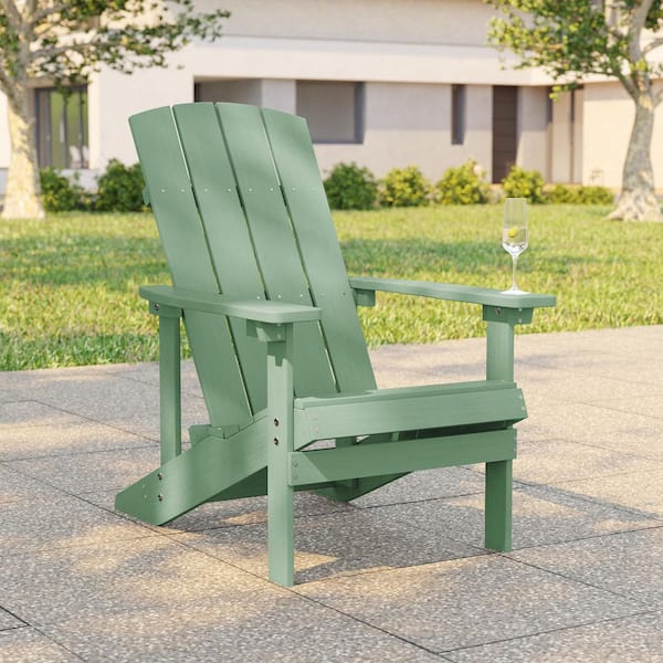 Recycled Plastic Weather-Resistant Outdoor Patio Adirondack Chair in Green