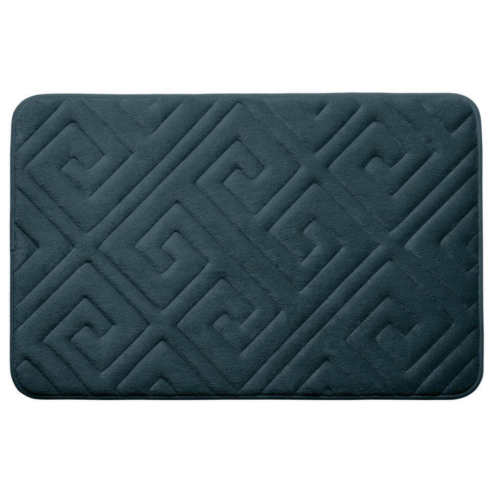 Caicos Slate Teal 20 in. x 32 in. Memory Foam Bath Mat
