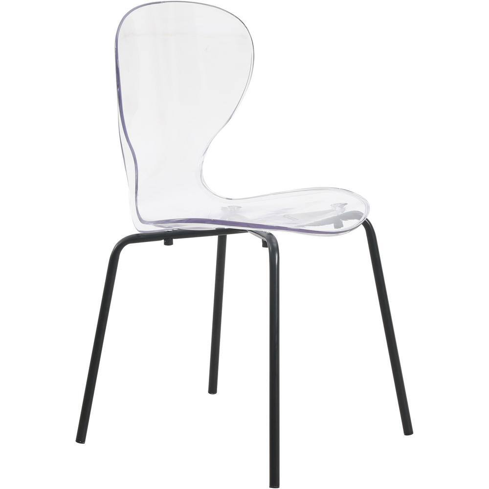 Clear Transparent Side Chair with Black Metal Legs