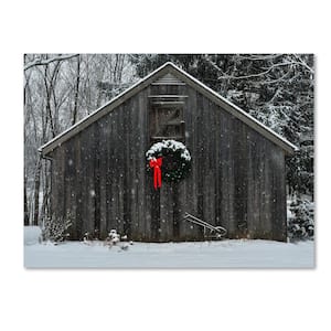 Christmas Barn in the Snow by Kurt Shaffer Print Hidden Frame Architecture Wall Art 14 in. x 19 in.