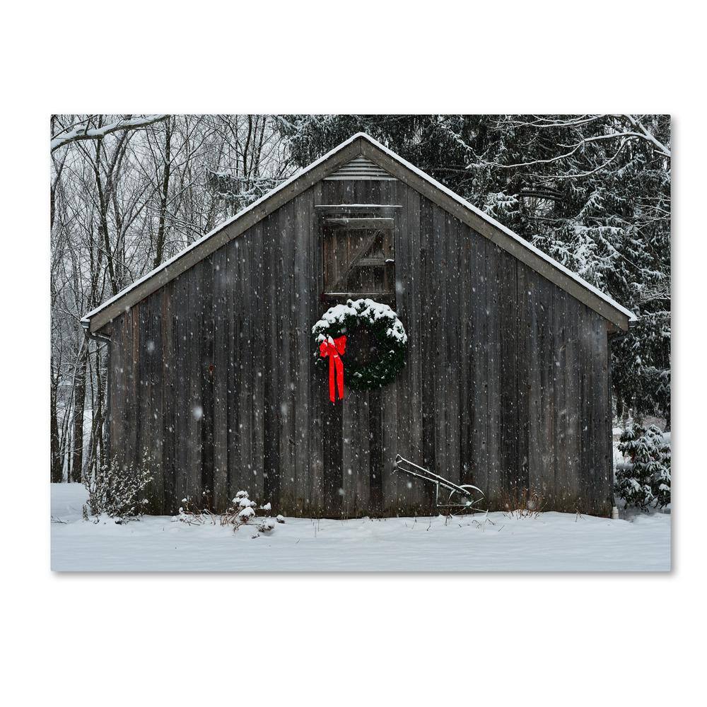 Christmas Barn in the Snow by Kurt Shaffer Print Hidden Frame Architecture Wall Art 24 in. x 32 in. price history on PriceWatchPro