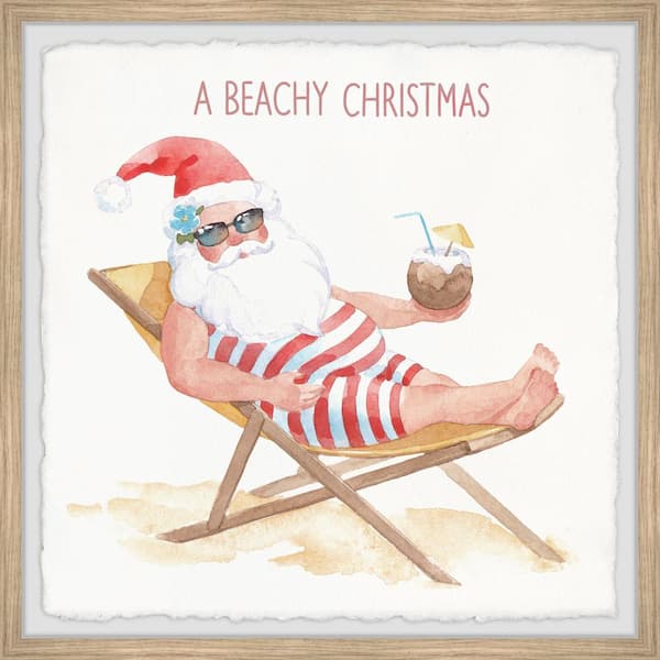 Unbranded "Santa on the Beach" by Marmont Hill Framed Nature Art Print 24 in. x 24 in.