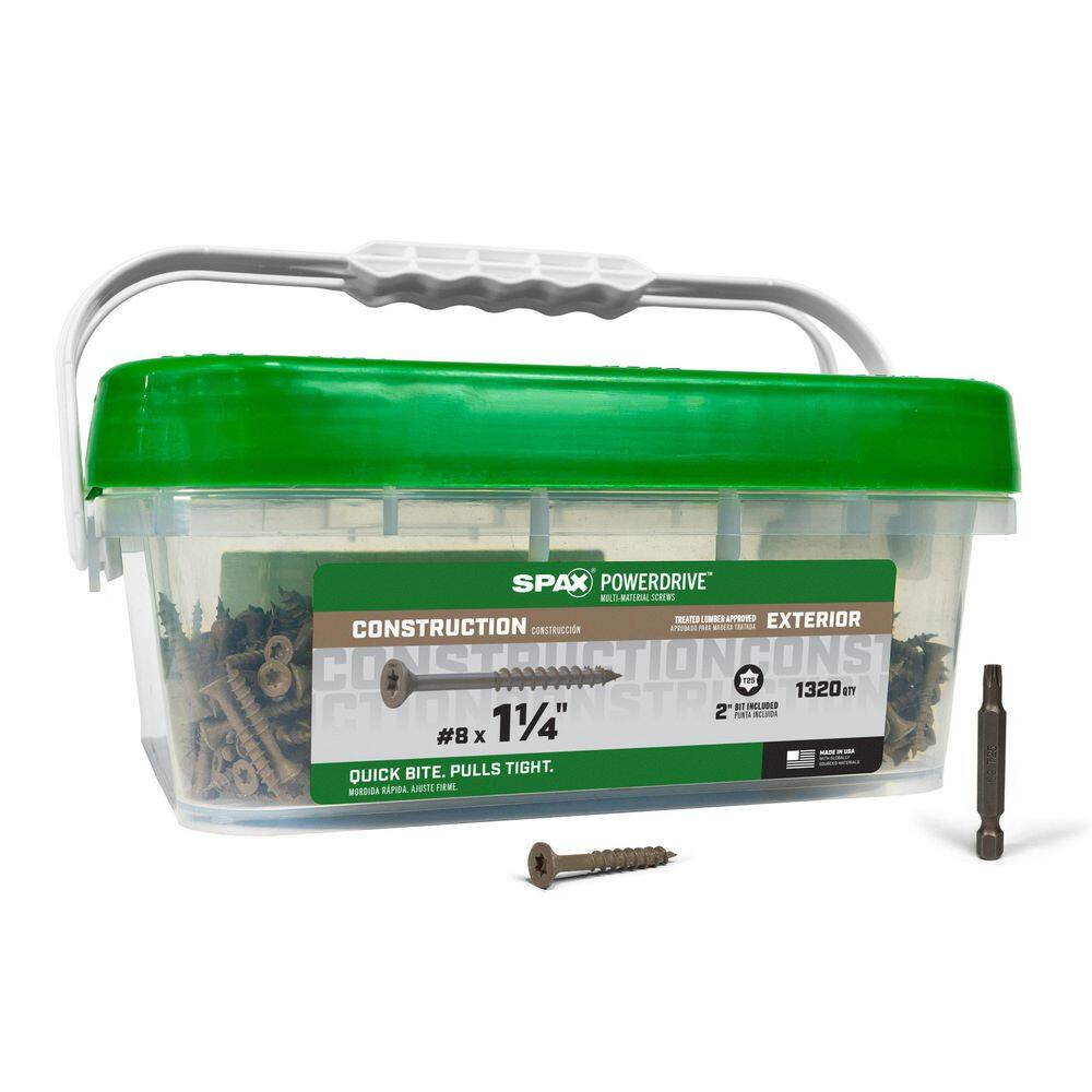 "#8 x 1-1/4 in. Tan PowerDrive Exterior T25 T-Star Flat Head Construction Screw (1320-Pieces)" price history on PriceWatchPro