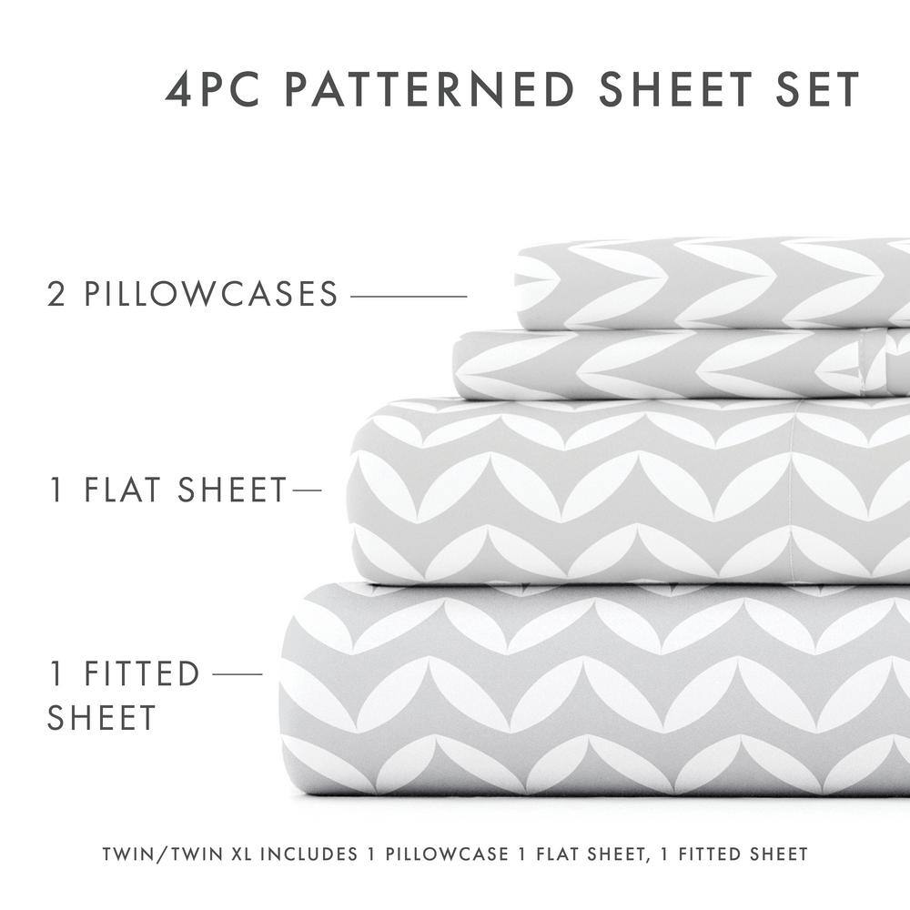 Light Gray Chevron Twin Microfiber Sheet Set