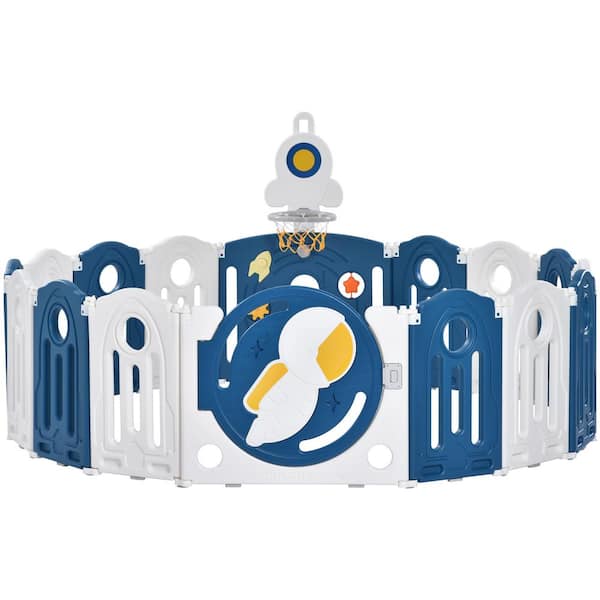 TIRAMISUBEST Foldable Blue Kids Activity Center Indoor and Outdoor Gates Baby Playpen for Toddler