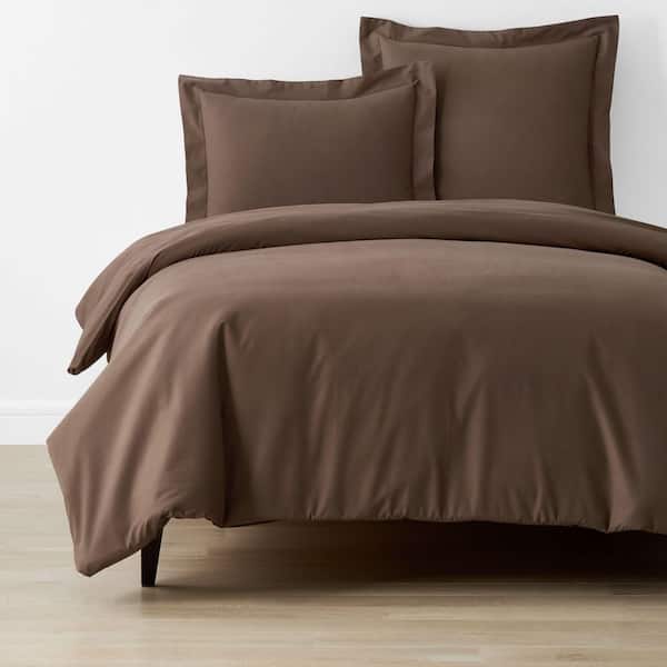 The Company Store Brushed Cotton Coffee Solid Twin XL Cotton Duvet Cover